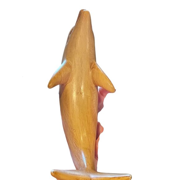Handmade Ceramic Dolphin Figurine 4.5” T x 6” long Blonde Vintage - Picture 13 of 16
